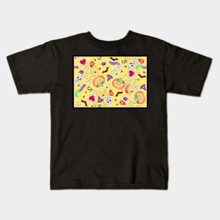 Halloween Treats on Yellow Kids T-Shirt